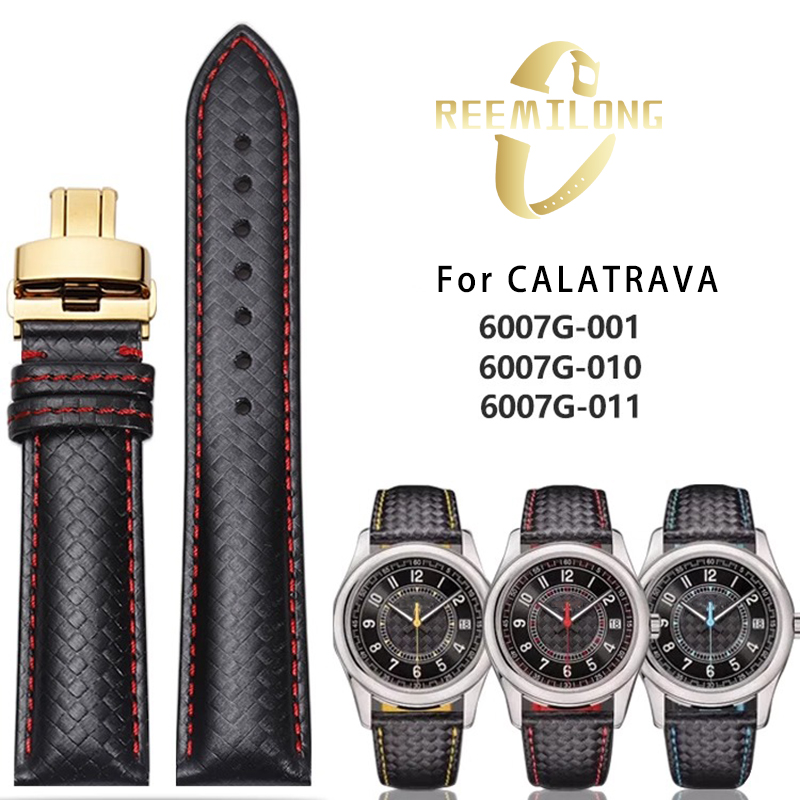 Patek Philippe Watch Calatrava - Tali jam tangan kulit sapi garis