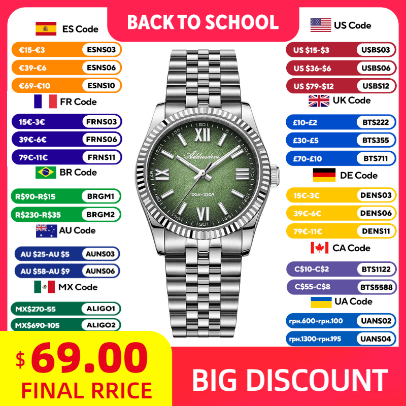 Stainless Bracelet Diver - ADDIESDIVE Jam Tangan Elegan untuk Wanita