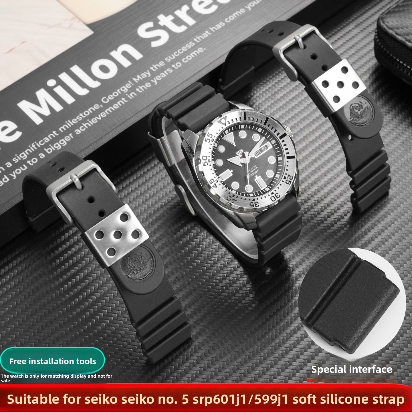 Seiko Watch 5 Sports - Tali Jam Tangan Silikon 22Mm untuk