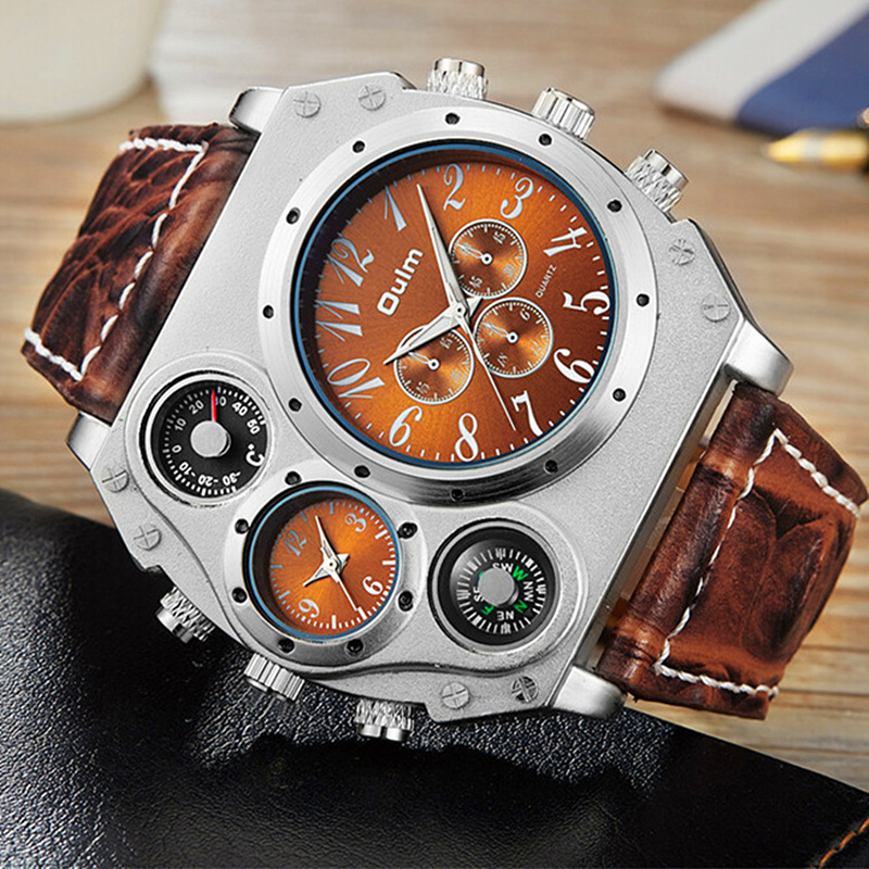 Leather Watch Band Men - Model Baru OULM Jam Tangan Kuarsa