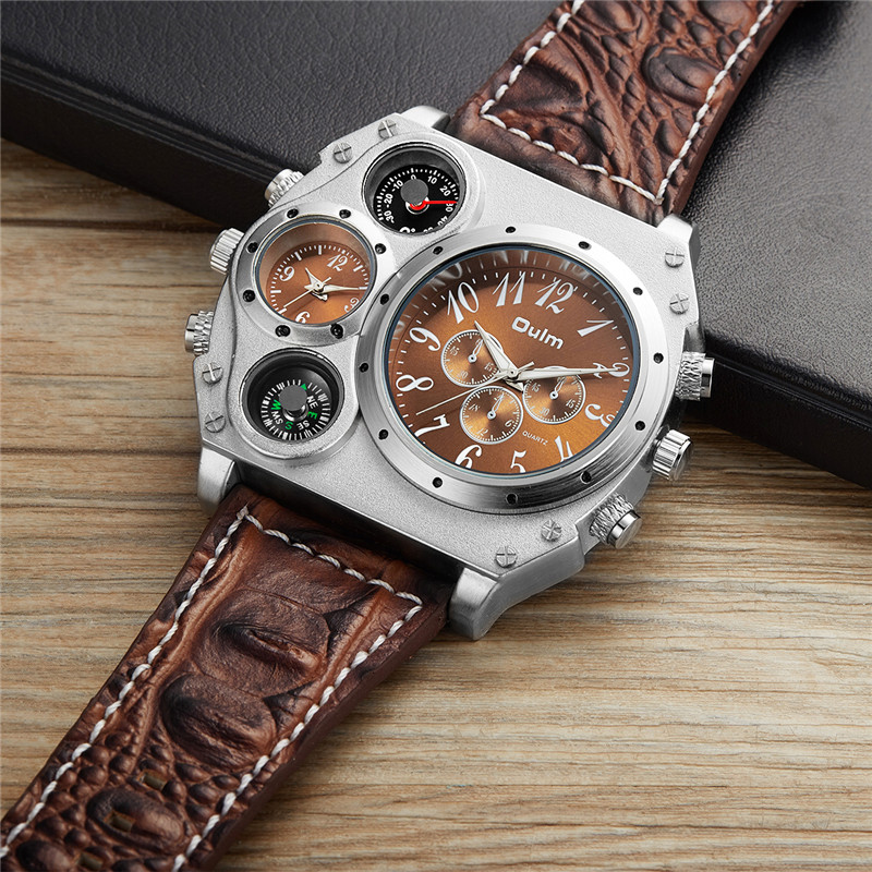 Model Baru OULM Jam Tangan Kua - Leather Watch Band Men ulasan dan harga